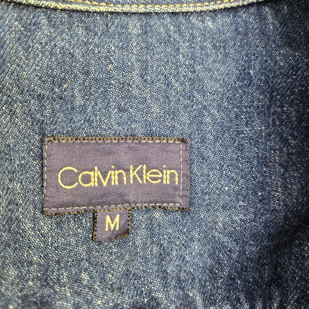 Calvin Klein Vtg Denim Jacket Mens Size L Made in USA Dark Wash Cotton Retro 90s